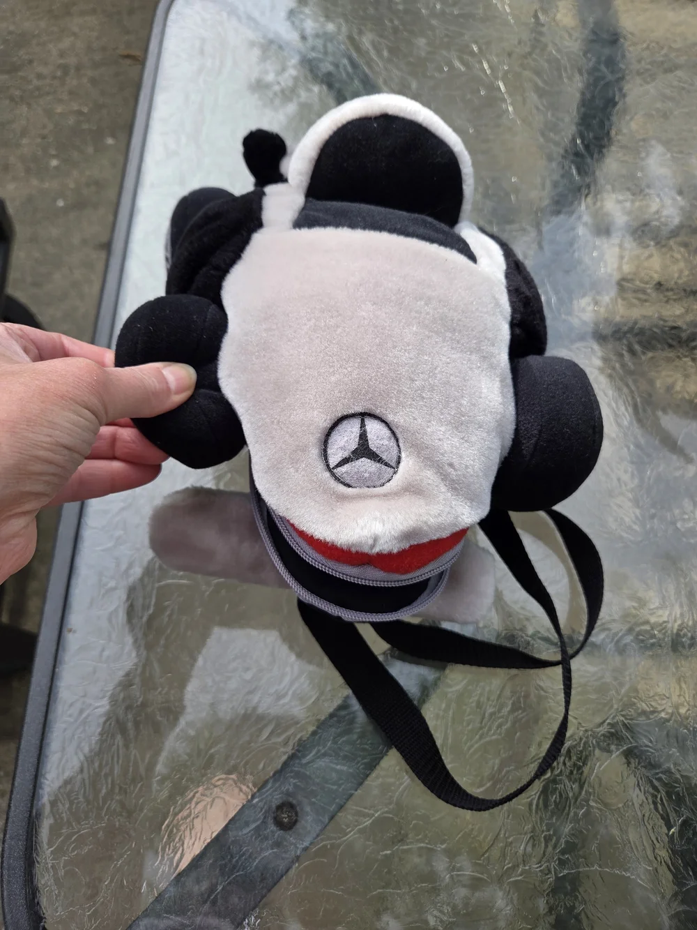 Mercedes-Benz Plush Race Car Backpack Kids Stuffed Toy Bag Black White Red 15”